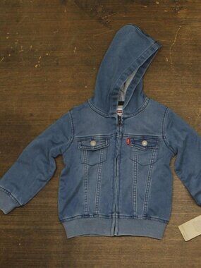 Levi's Knit Full Zip Trucker Hoodie 617830F Sea Salt Blue 24M